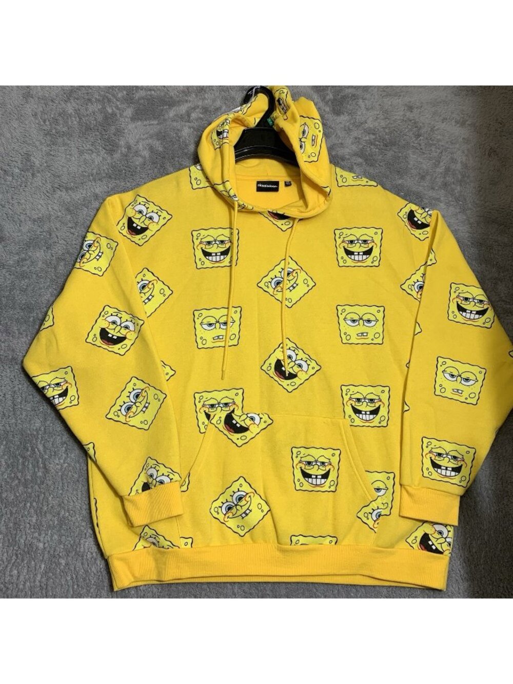 Nickelodeon SpongeBob SquarePants Hoodie Mens 2X Yellow All Over Print Pullover